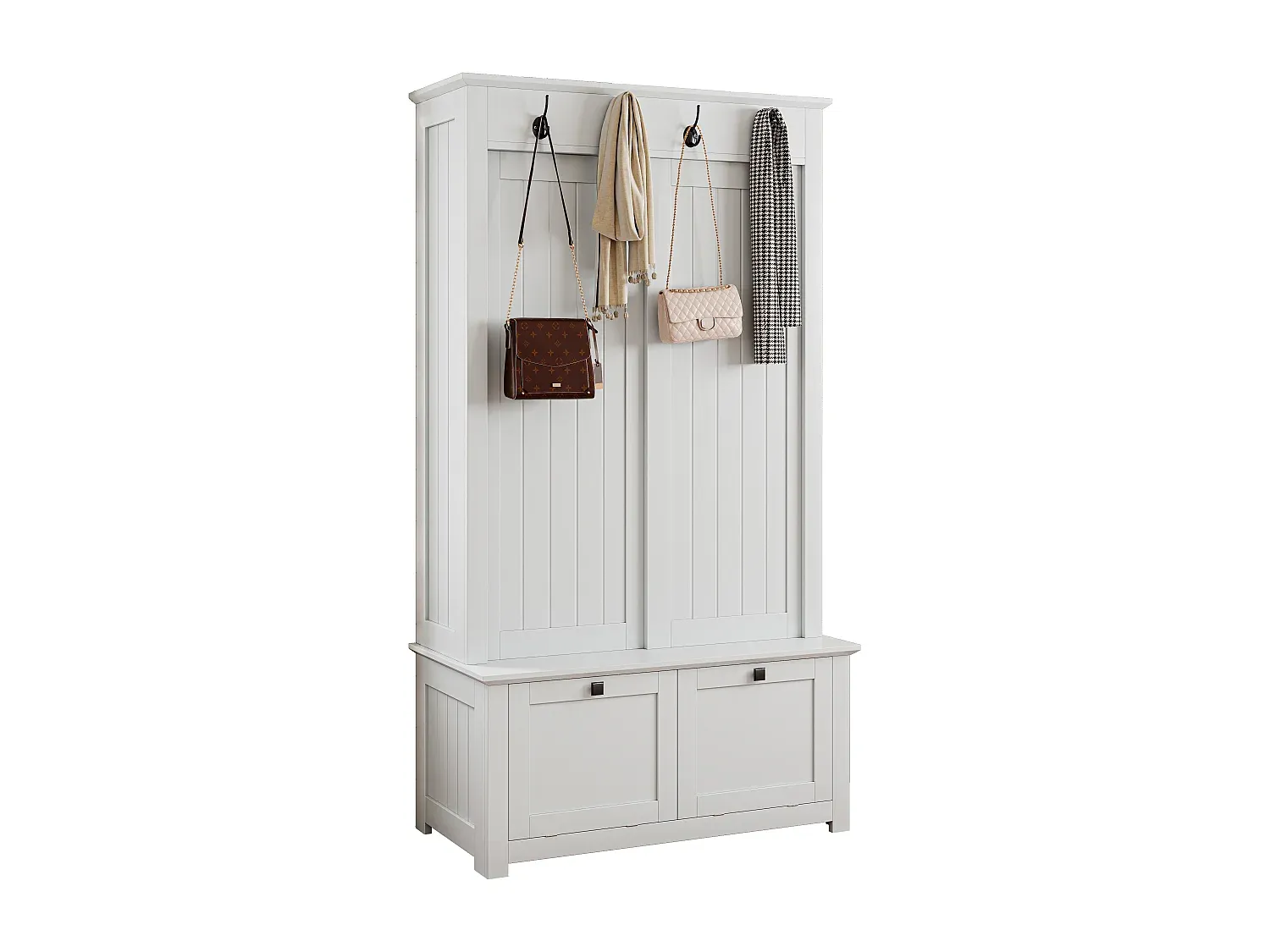 Eingangsbereich Garderobenset mit Schuhschrank und Haken, Weiß