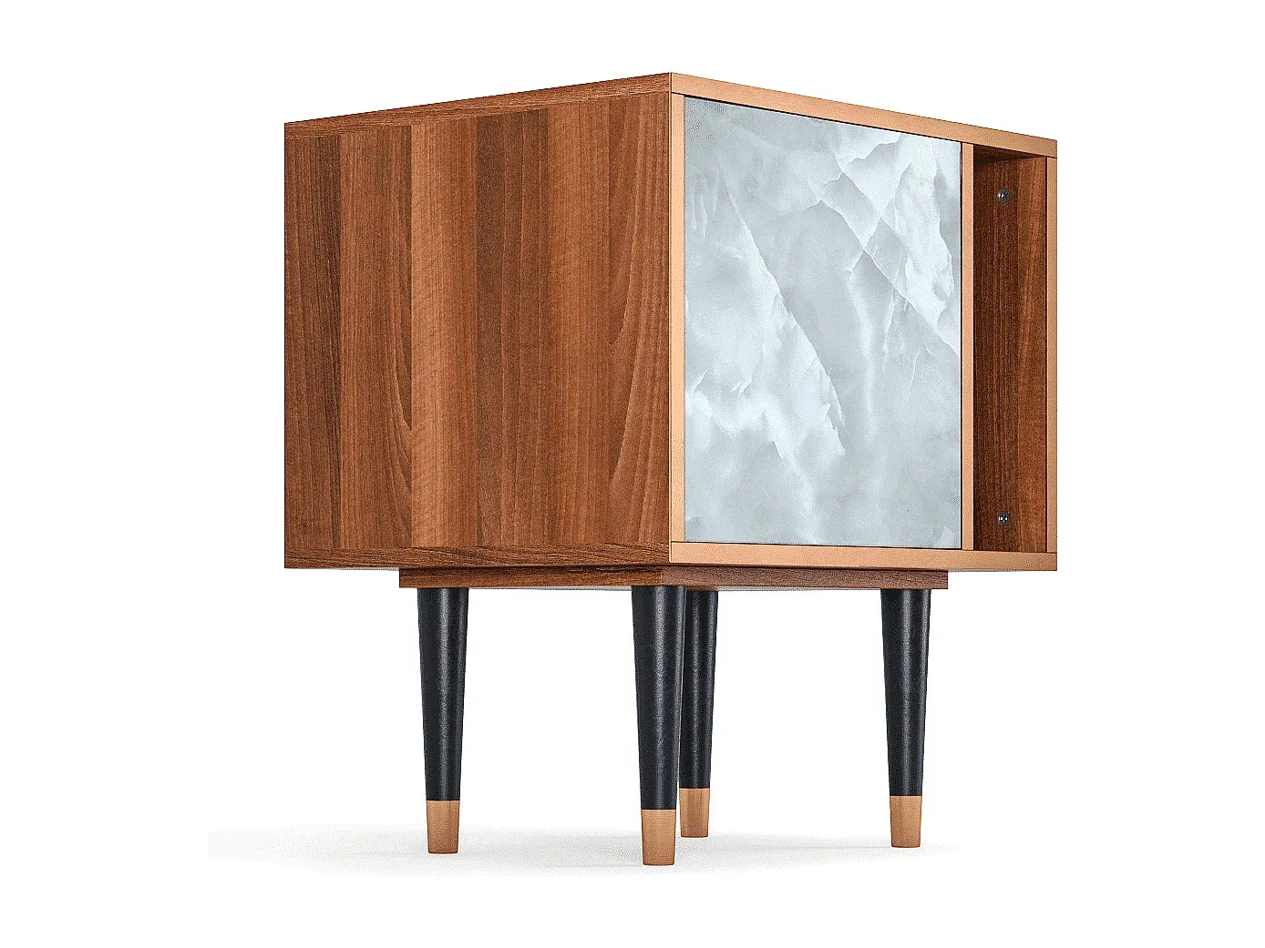 Moderner Nachttisch aus Walnussholz, kompakte Größe