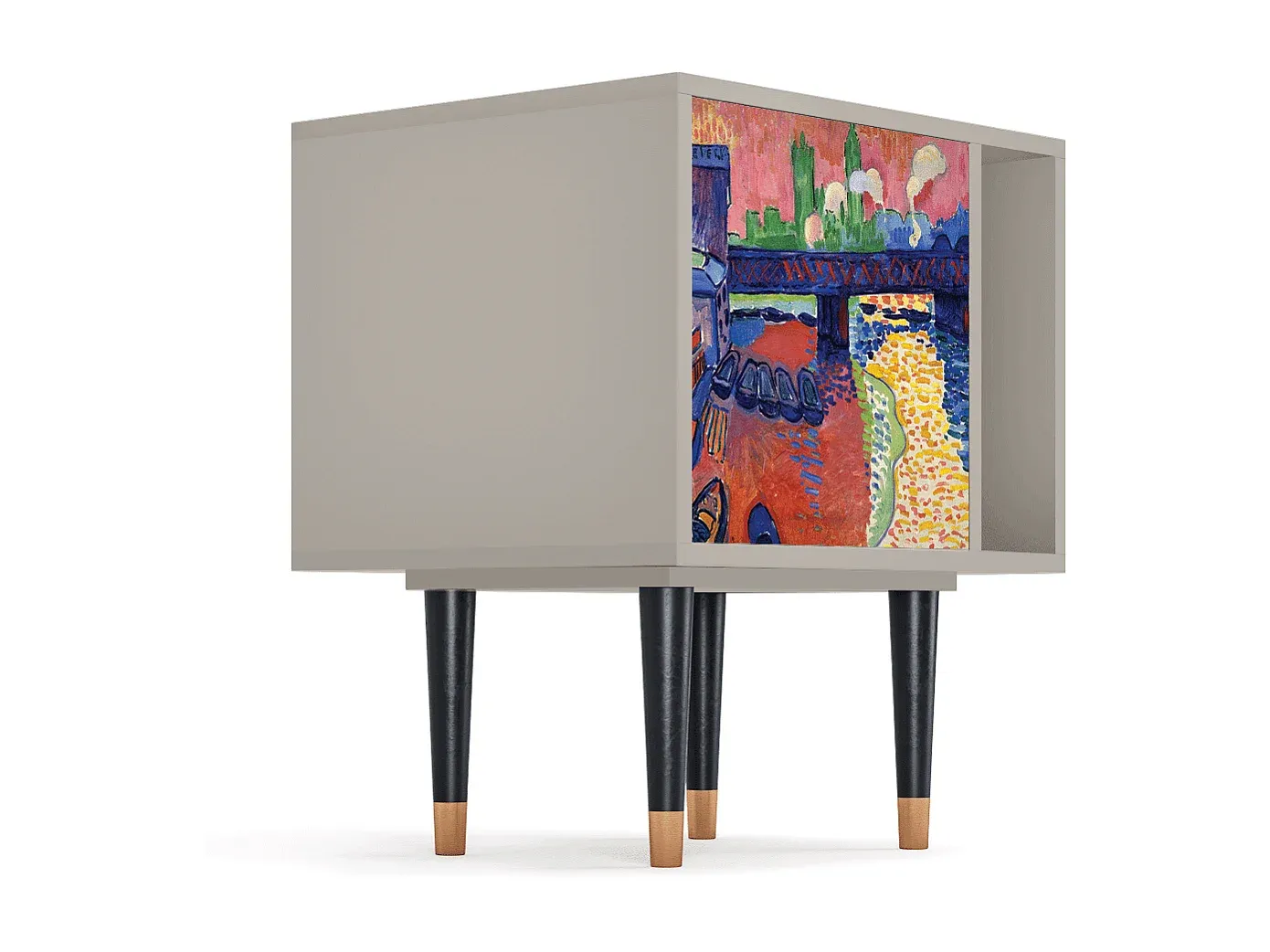 Moderner Nachttisch mit Stauraum, Holzoptik