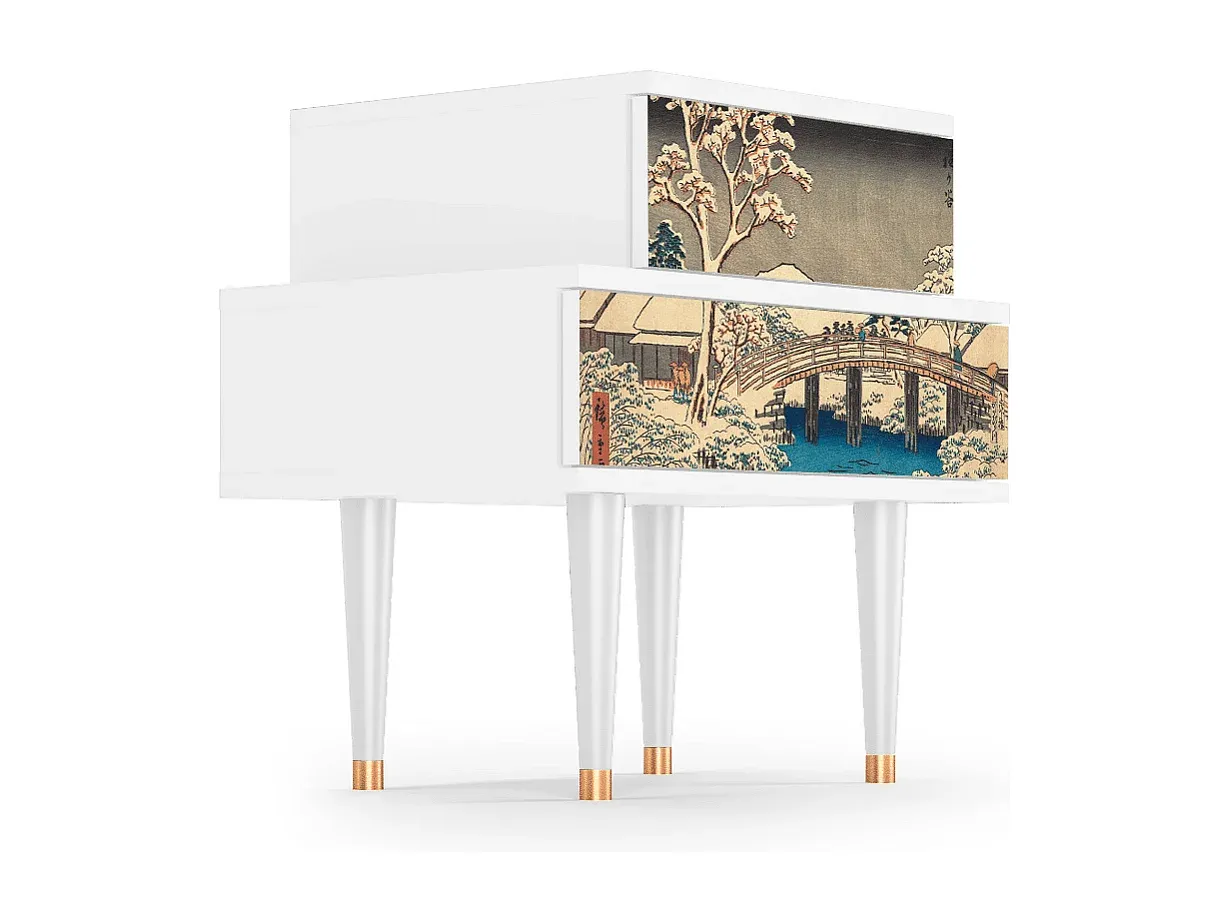 Nachttisch in Weiß mit Schubladen, 58x41 cm