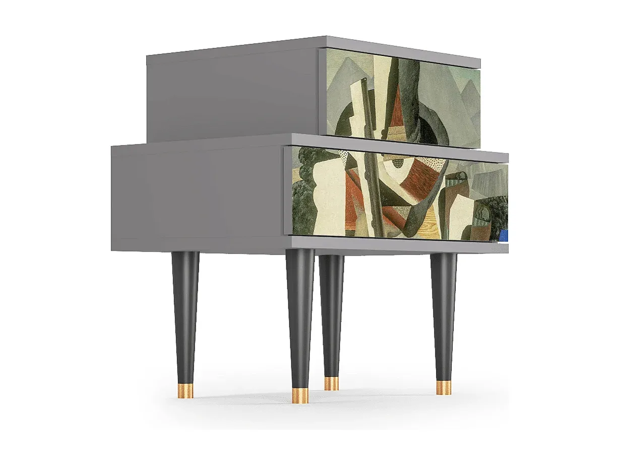 Moderner Nachttisch aus Holz in Grau, 58x41 cm