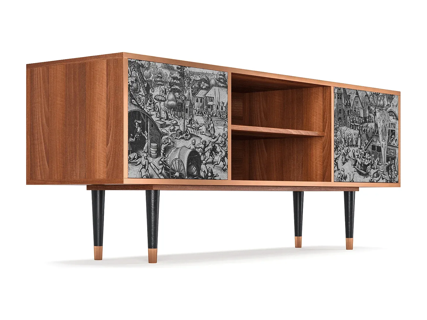 Moderne TV-Bank aus Walnussholz, 170x69x48 cm