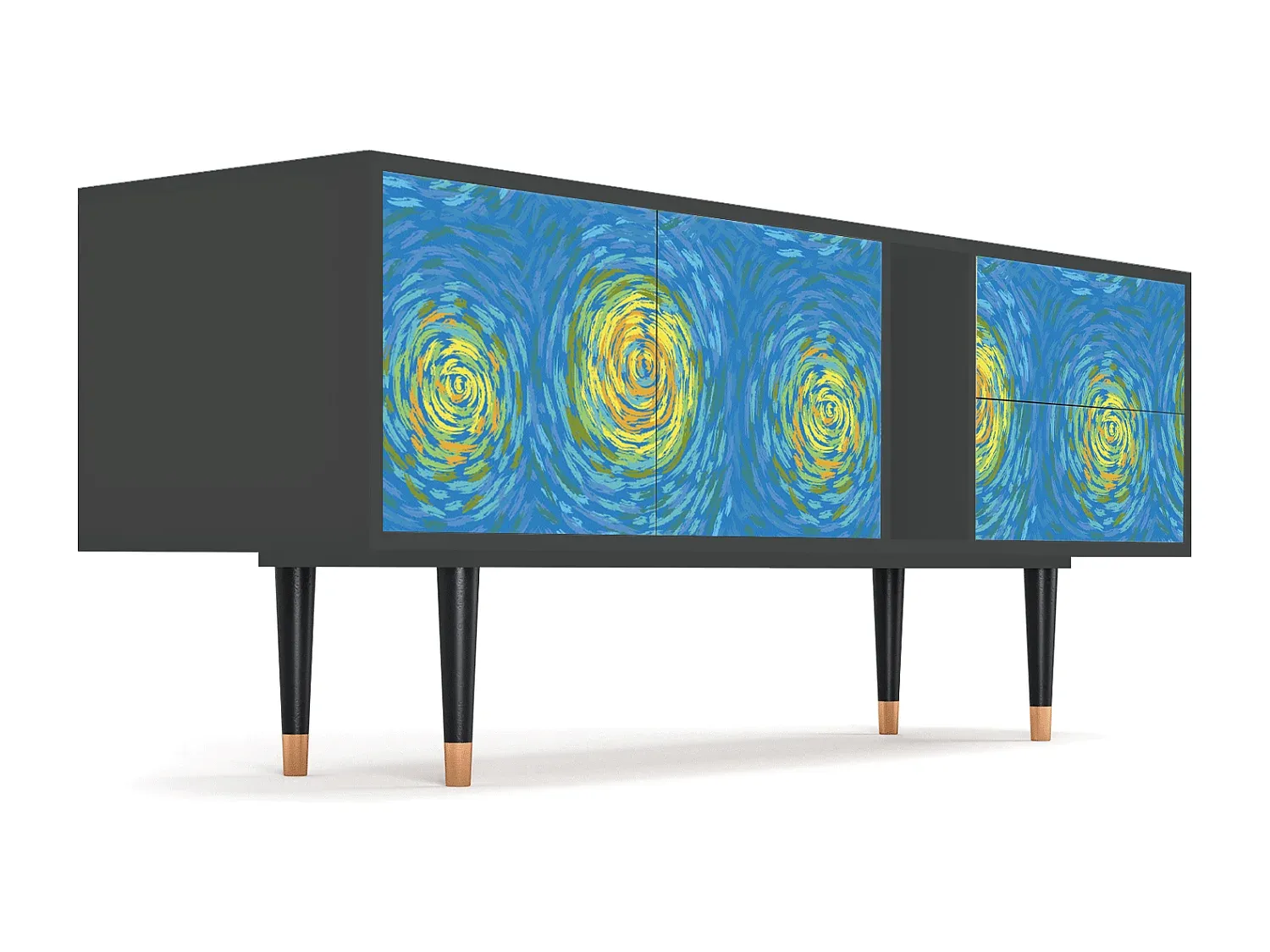 Moderner TV-Schrank mit Beleuchtung, Anthrazit