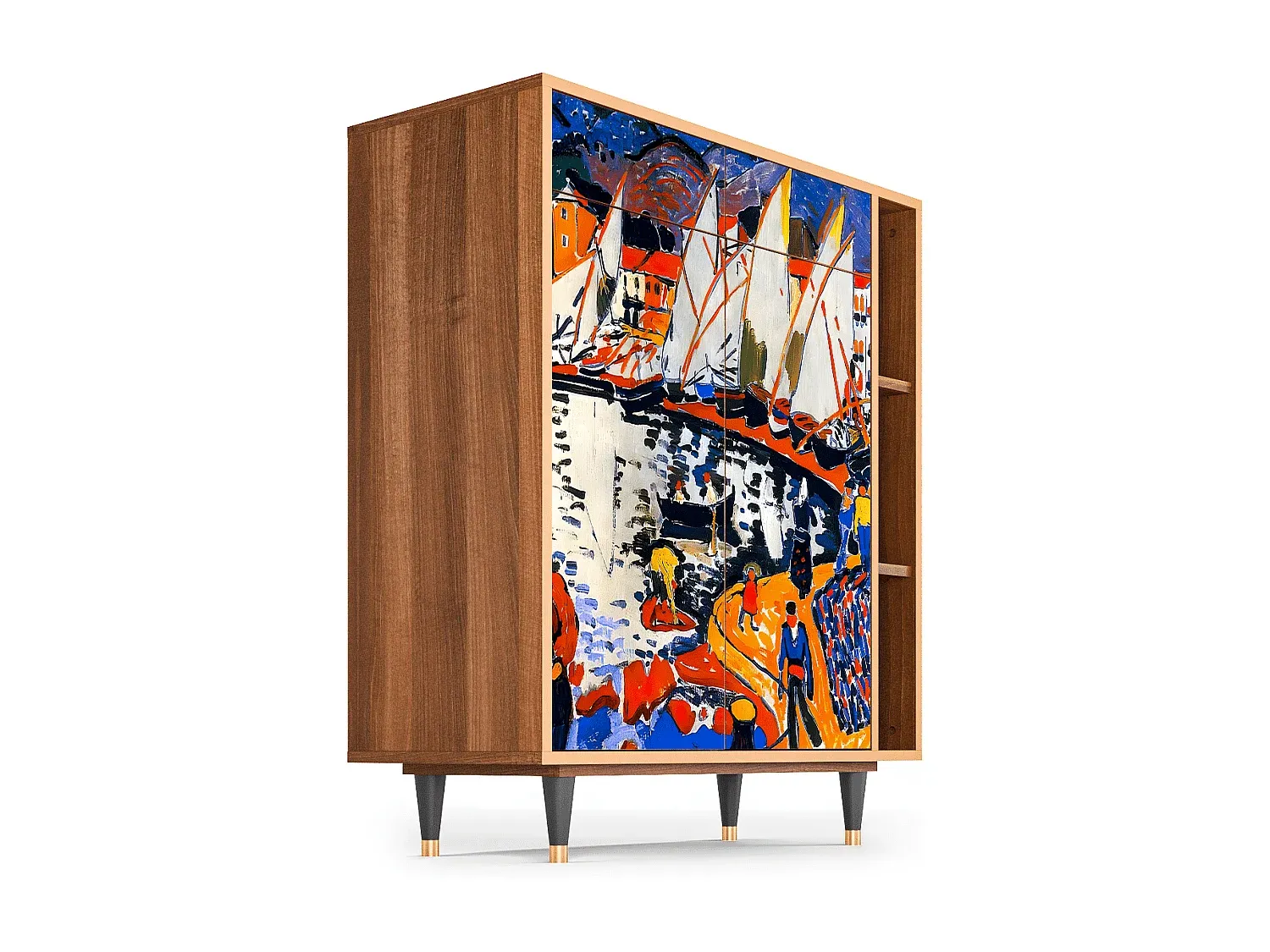 Elegantes Sideboard mit Walnuss-Finish - Platzsparend