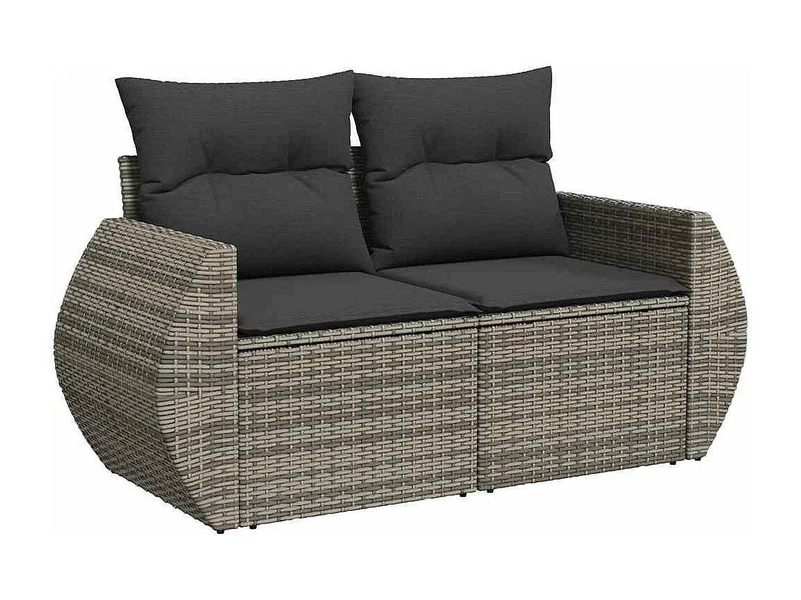 Modulare Garten-Sitzgruppe mit Kissen, Grau, Poly Rattan