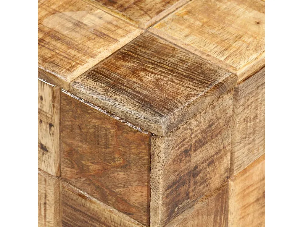 Zweier-Set Wohnzimmertische aus massivem Mangoholz im Blockdesign