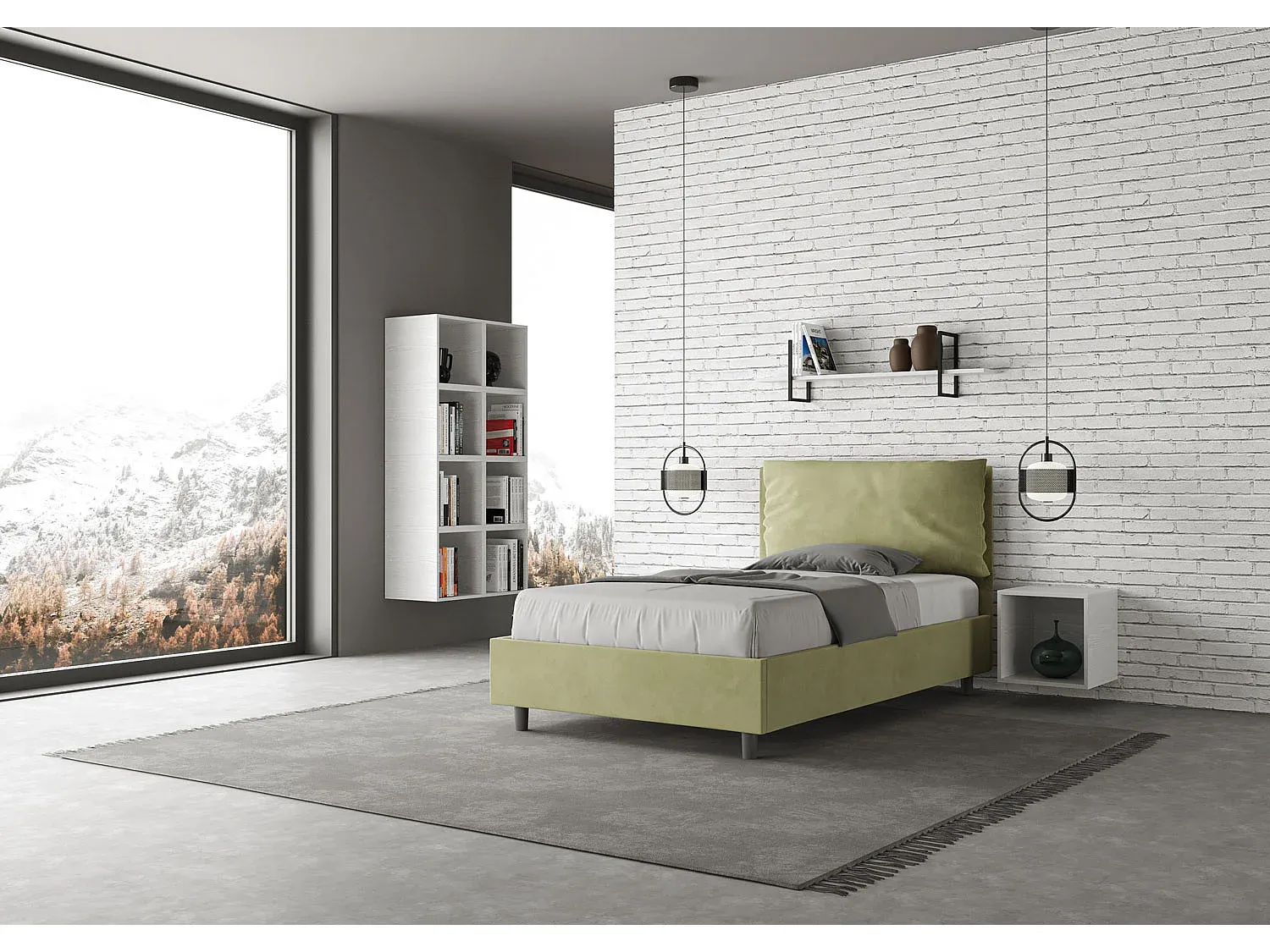 Polsterbett mit Lattenrost 120x210 cm, Mikrofaser Grün