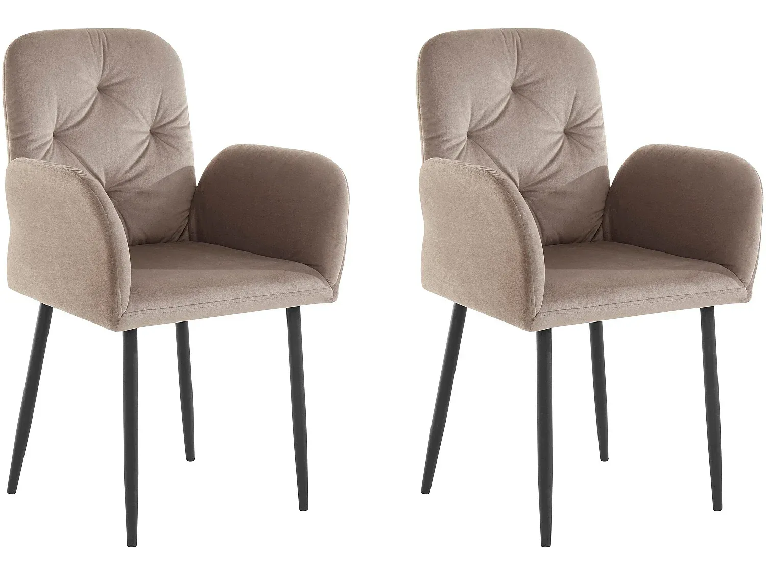 2er-Set Polsterstühle aus Samt in Hellbraun für Esszimmer