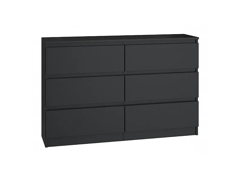 Moderne Kommode mit 6 Schubladen, Schwarz, 120x30x75 cm