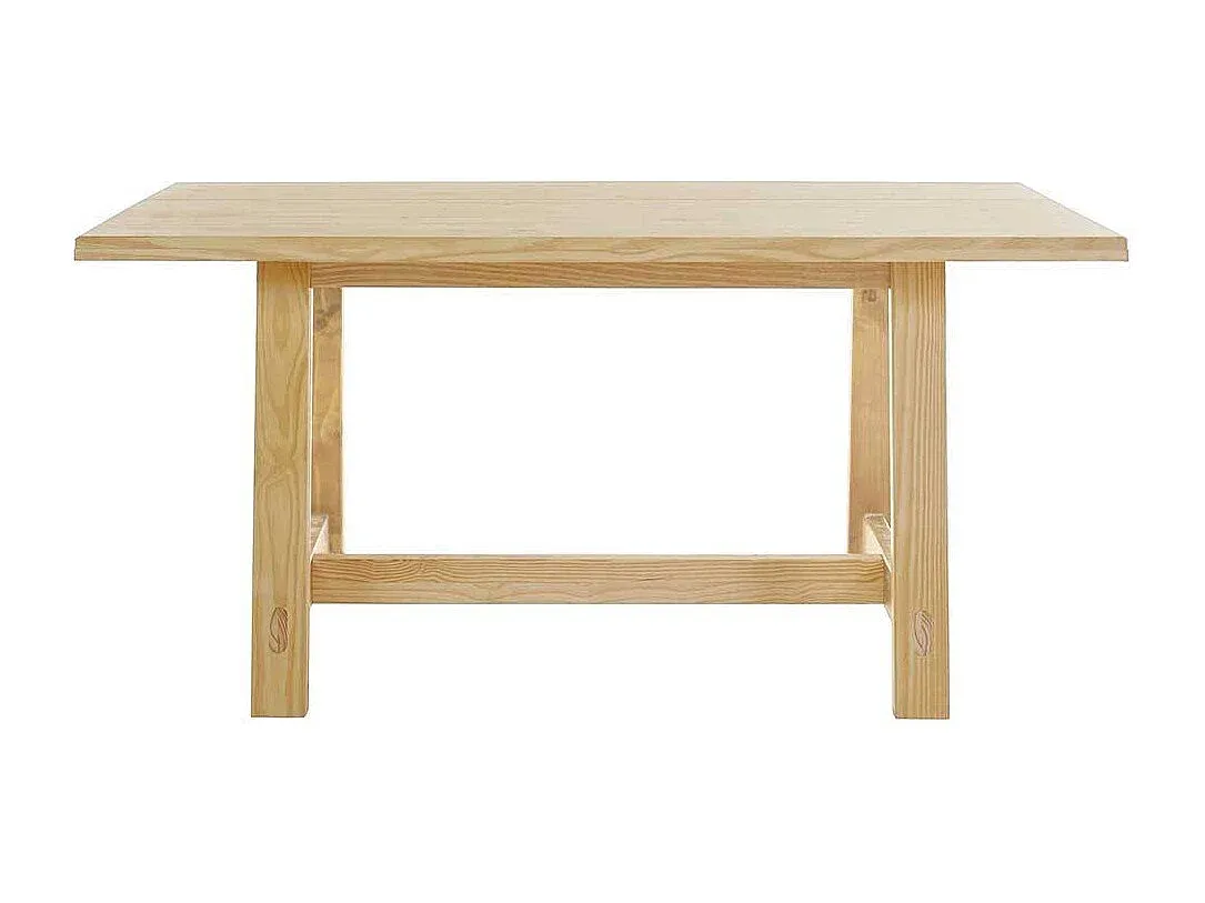 Massivholz-Esstisch aus Kiefer mit Vierfußgestell