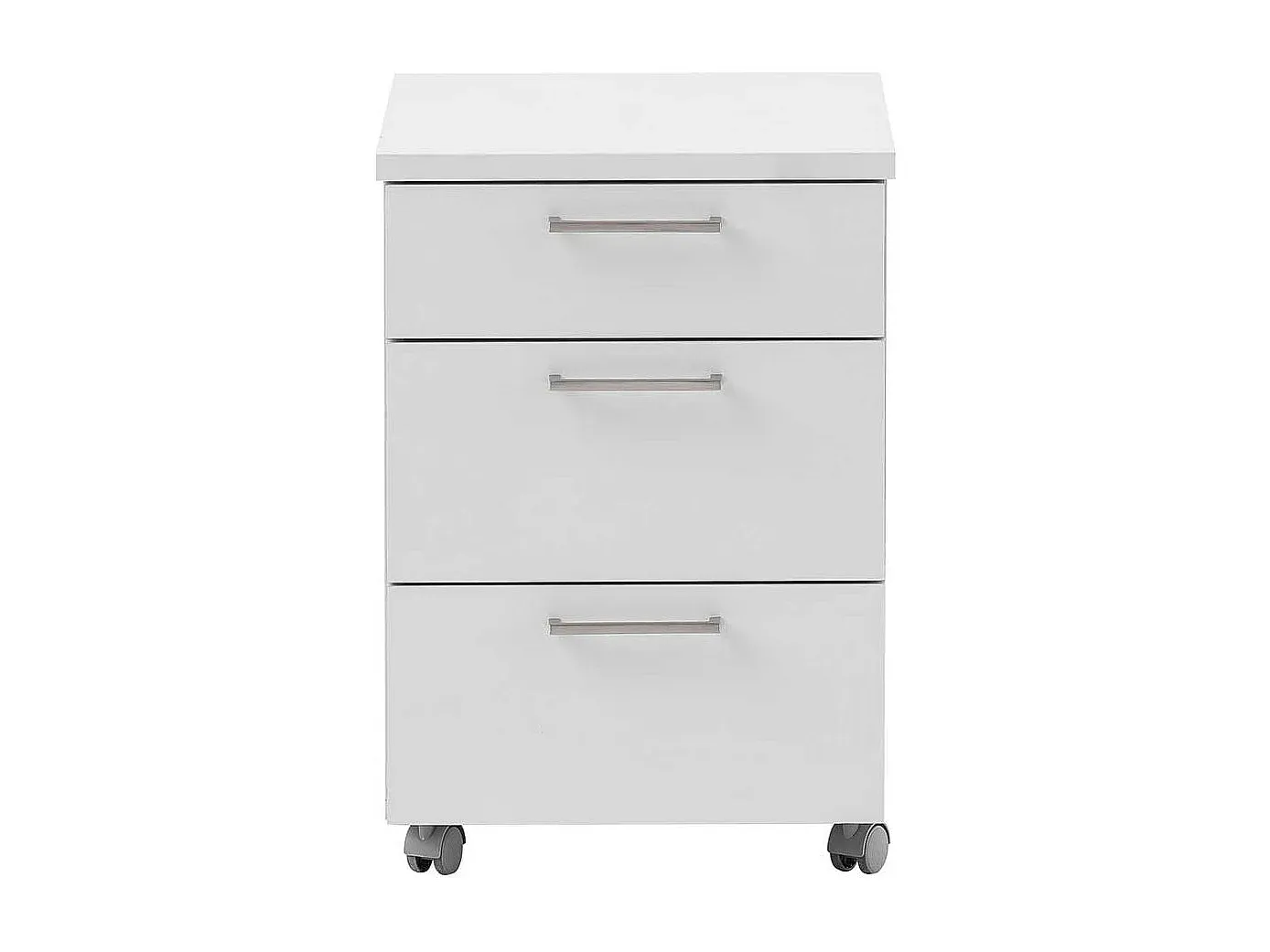 Lichtgrauer Rollcontainer mit Drei Schubladen