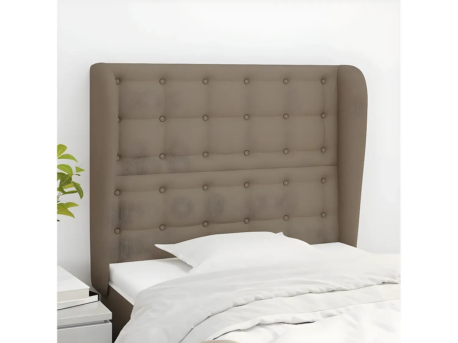 Stoff Kopfteil mit Ohren in Taupe 103x23x118/128 cm