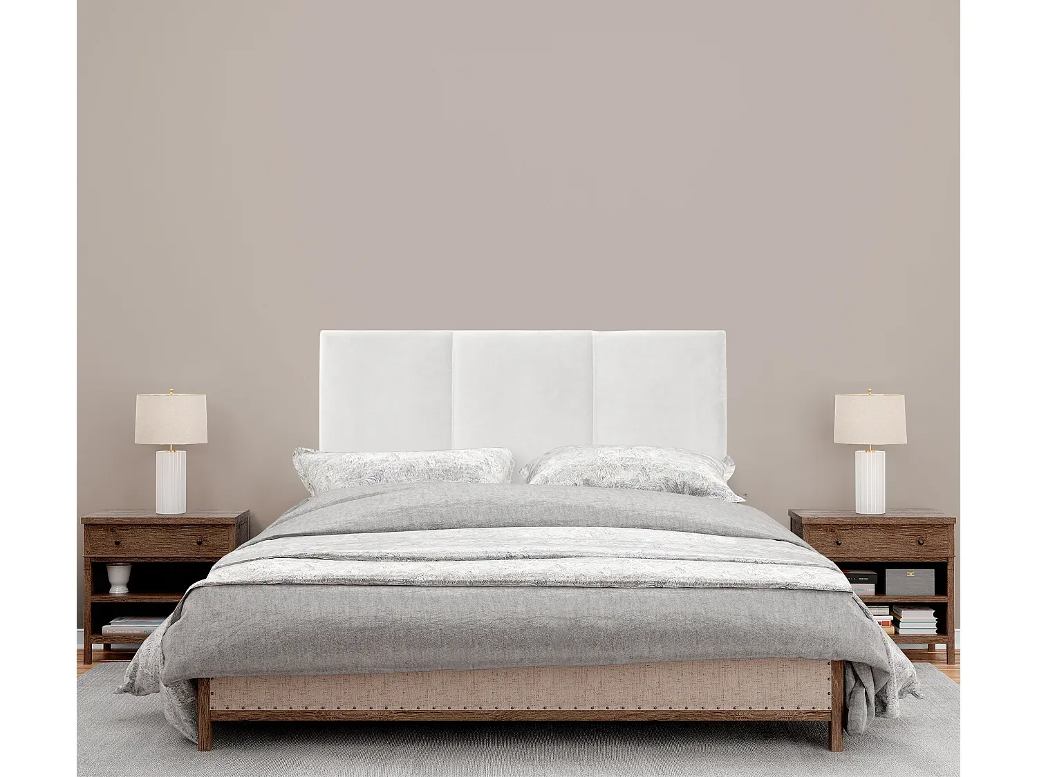 Gepolstertes Kopfteil aus Samt mit Paneelen 150x50cm