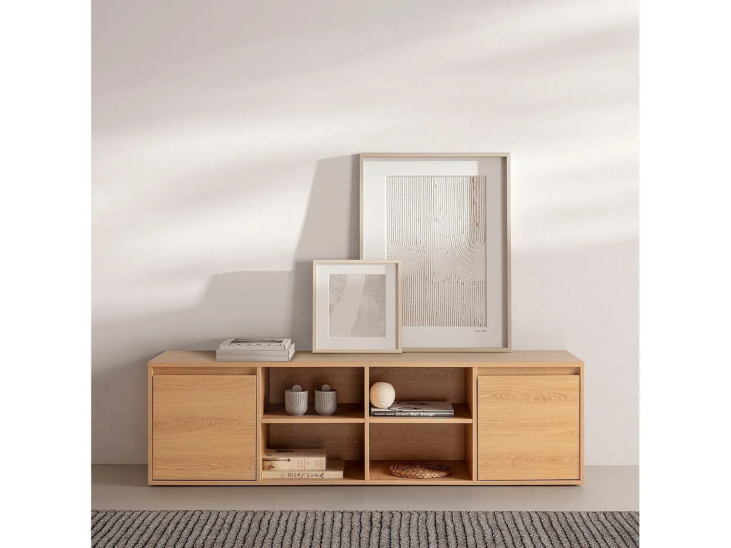 Moderner TV-Schrank mit 2 Türen, Eiche, 160 cm