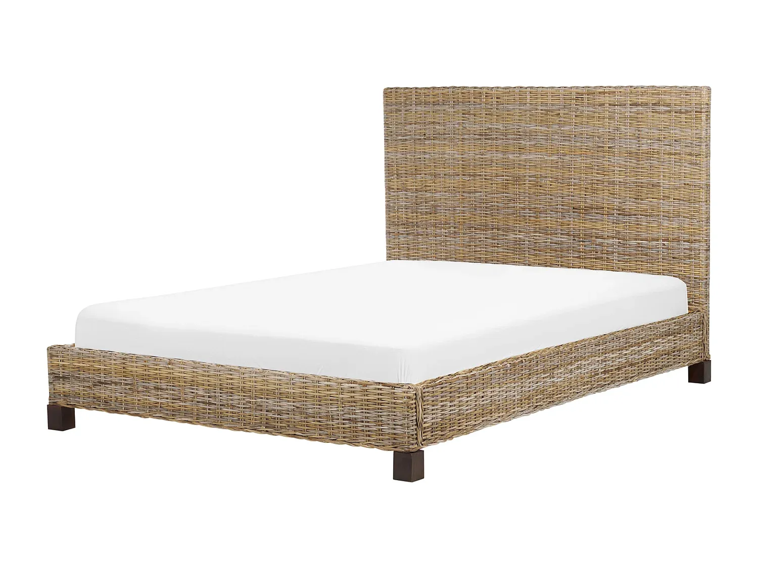 Rattan-Bett mit Lattenrost, 140 x 200 cm, Natur