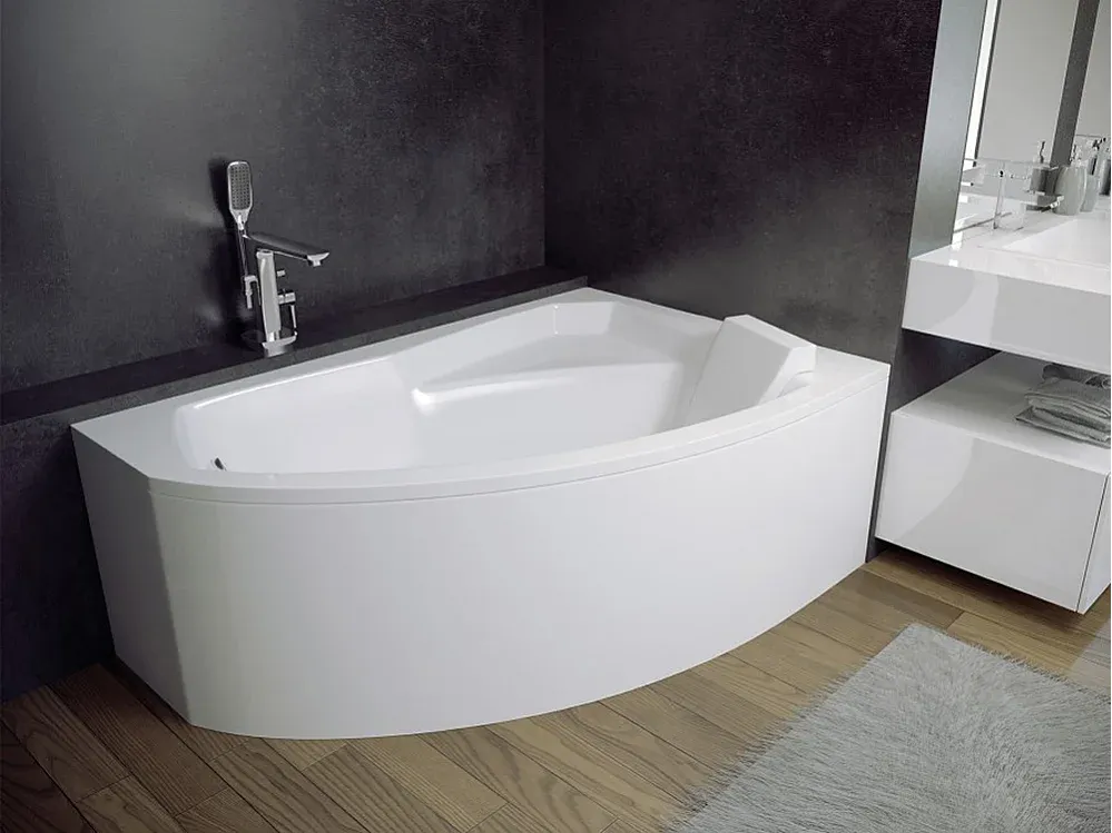 Eckbadewanne 170x110 mit Kopfstütze und Zubehör