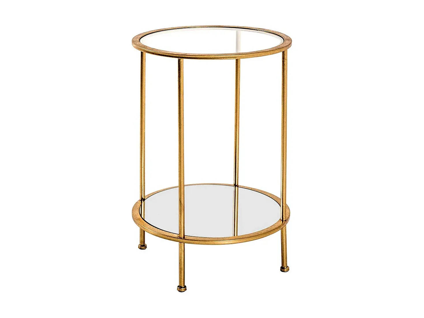 Runder Couchtisch aus Stahl mit goldfarbenem Spiegelglas
