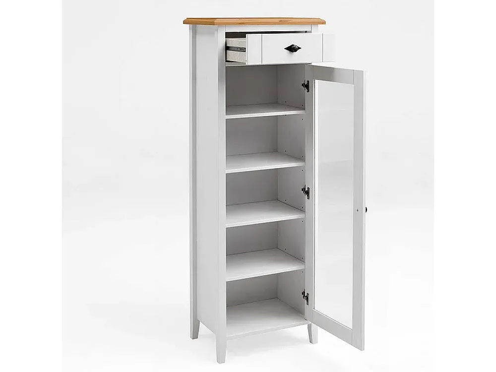 Weiße Badezimmer Vitrine aus Kiefernholz, 55 cm breit