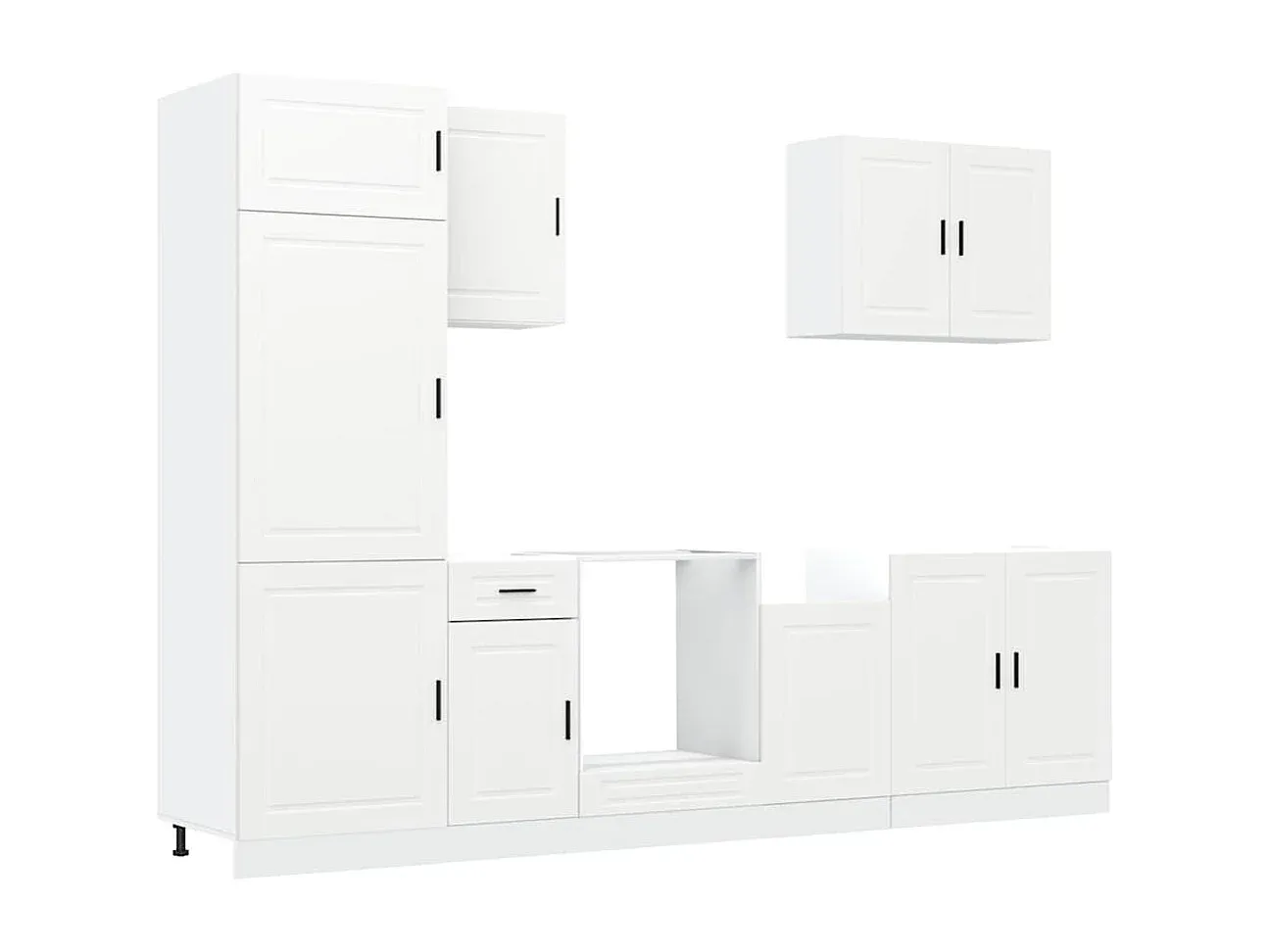 Modulares Küchenschrank-Set, Weiß, Holzoptik