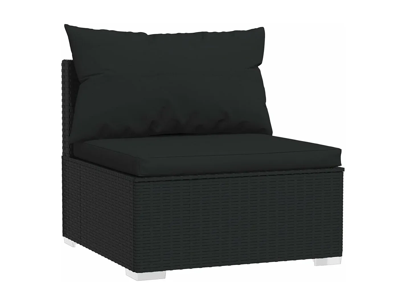 Moderne Garten-Lounge-Set mit Kissen, Poly Rattan, Schwarz