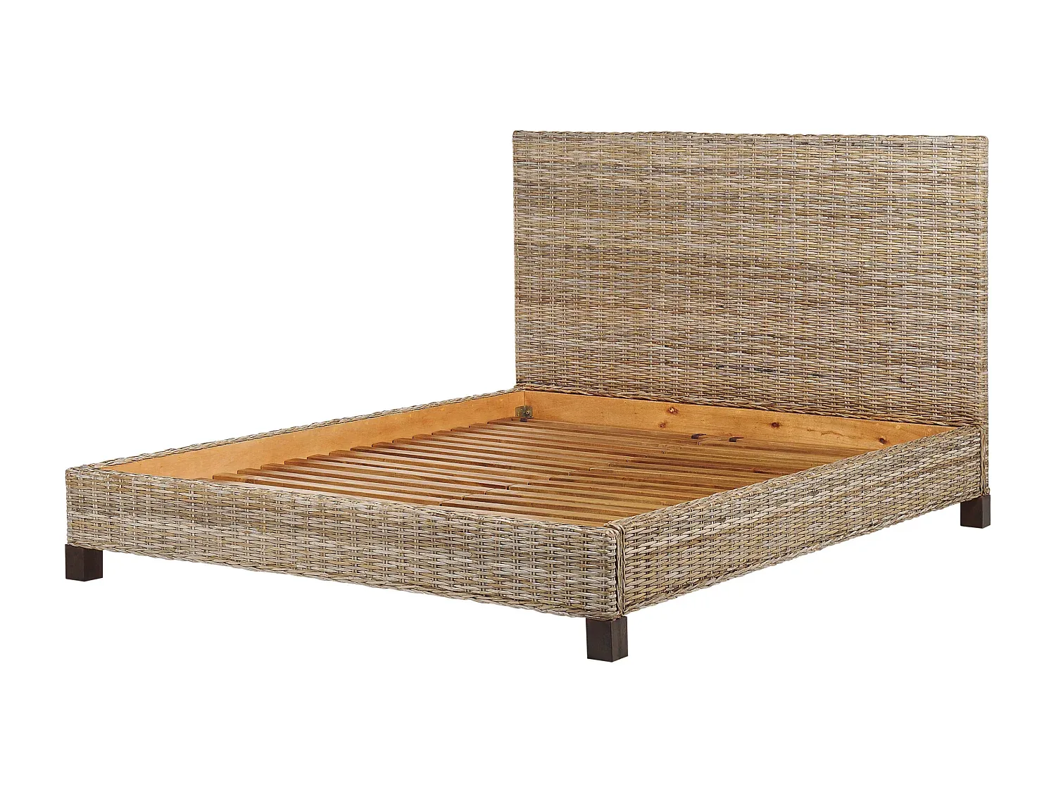 Rattan-Bett mit Lattenrost, 140 x 200 cm, Natur