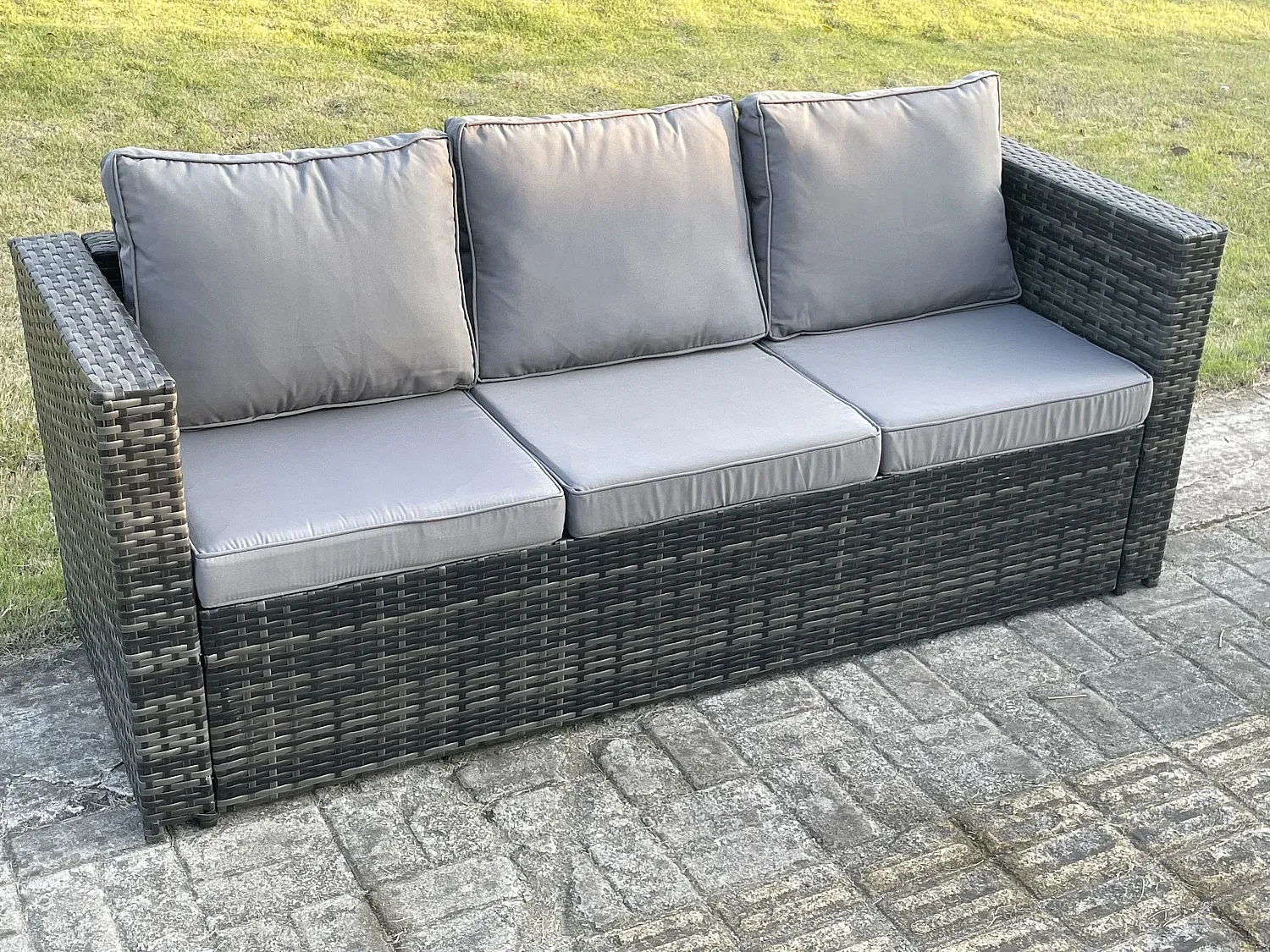 Gartenmöbelset aus Polyrattan für 6 Personen mit Tisch Dunkelgrau