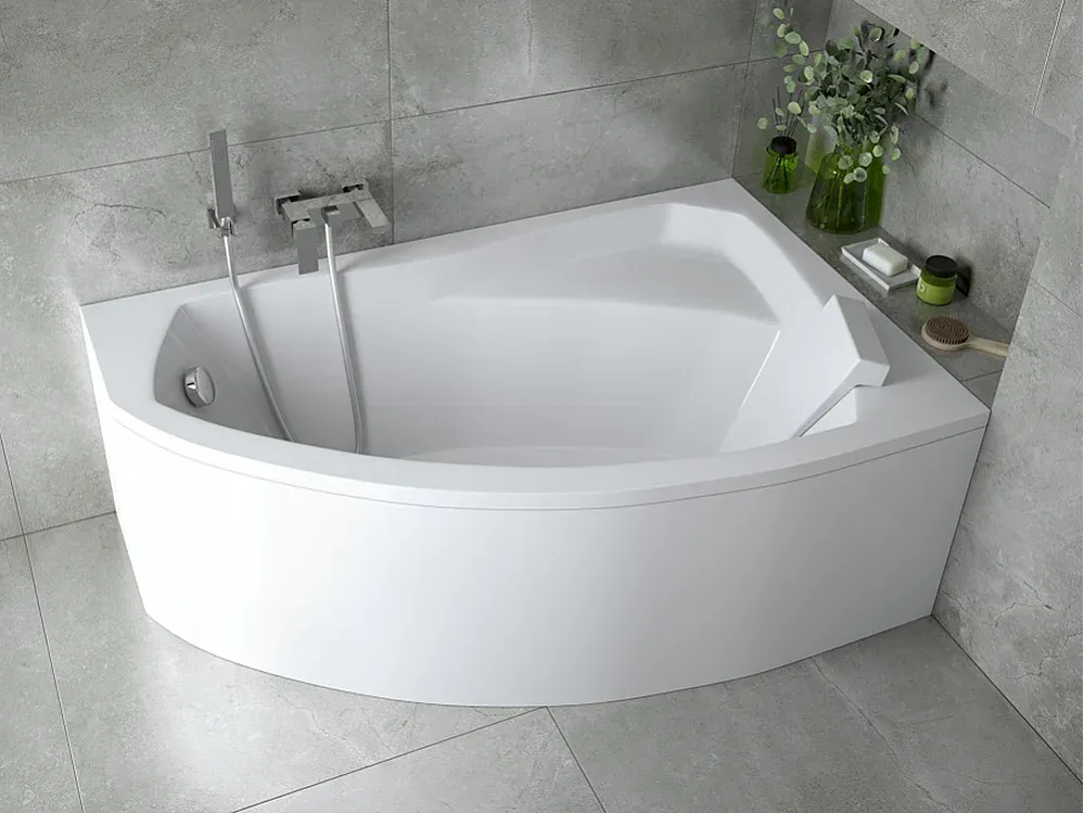 Eckbadewanne 170x110 mit Kopfstütze und Zubehör