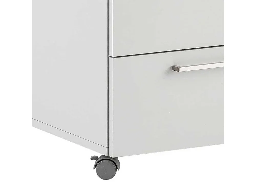 Lichtgrauer Rollcontainer mit Drei Schubladen