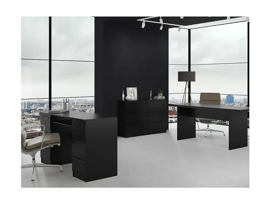 Moderne Kommode mit 6 Schubladen, Schwarz, 120x30x75 cm