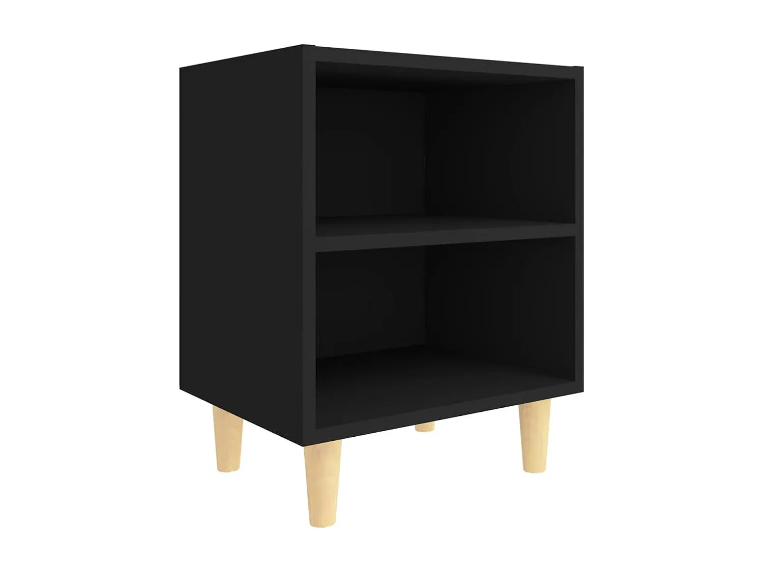 Nachttische Schwarz mit Massivholz-Beinen 40x30x50 cm, 2er-Set