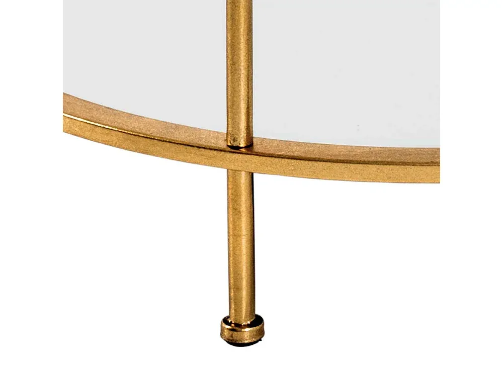 Runder Couchtisch aus Stahl mit goldfarbenem Spiegelglas