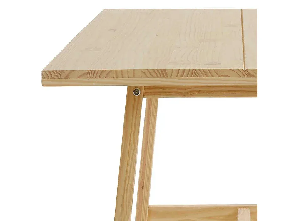 Massivholz-Esstisch aus Kiefer mit Vierfußgestell