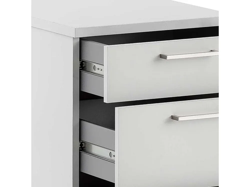 Lichtgrauer Rollcontainer mit Drei Schubladen