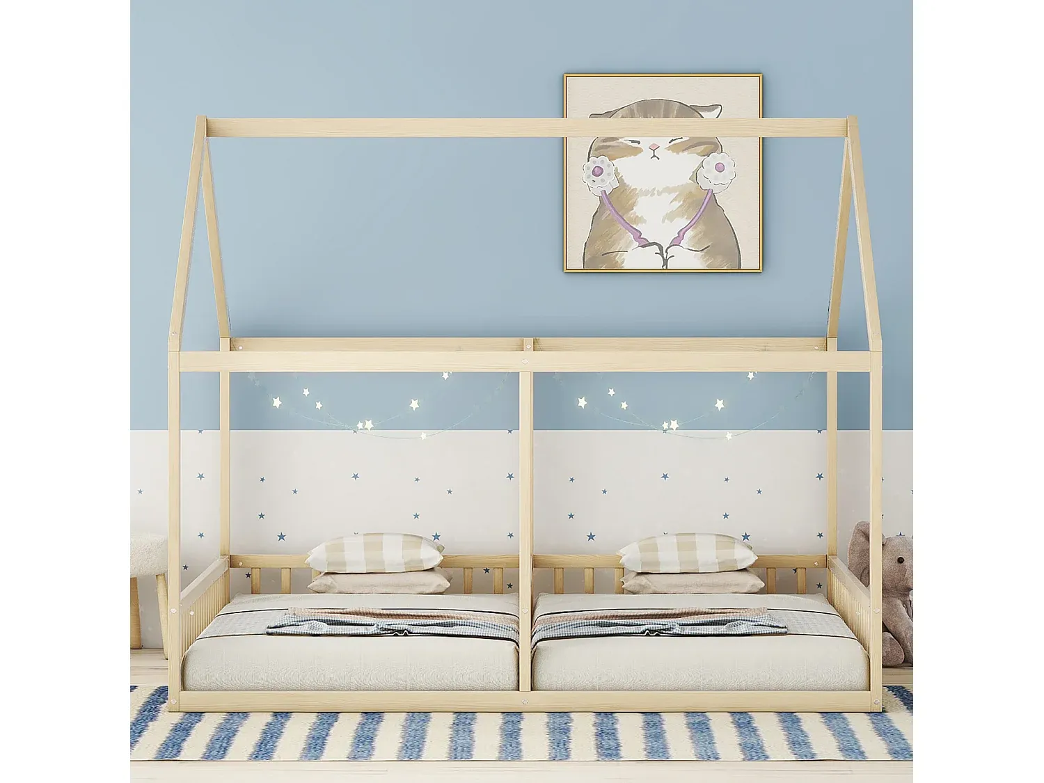 Platzsparendes Einzelbett in Naturfarbe 90x200 cm