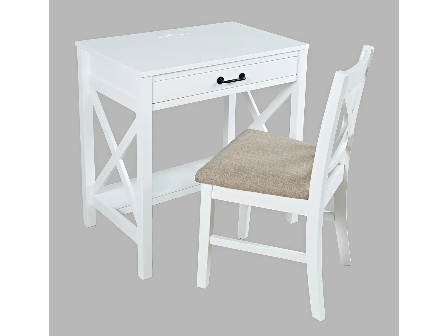 Moderner Schreibtisch in Weiß mit Kompaktdesign