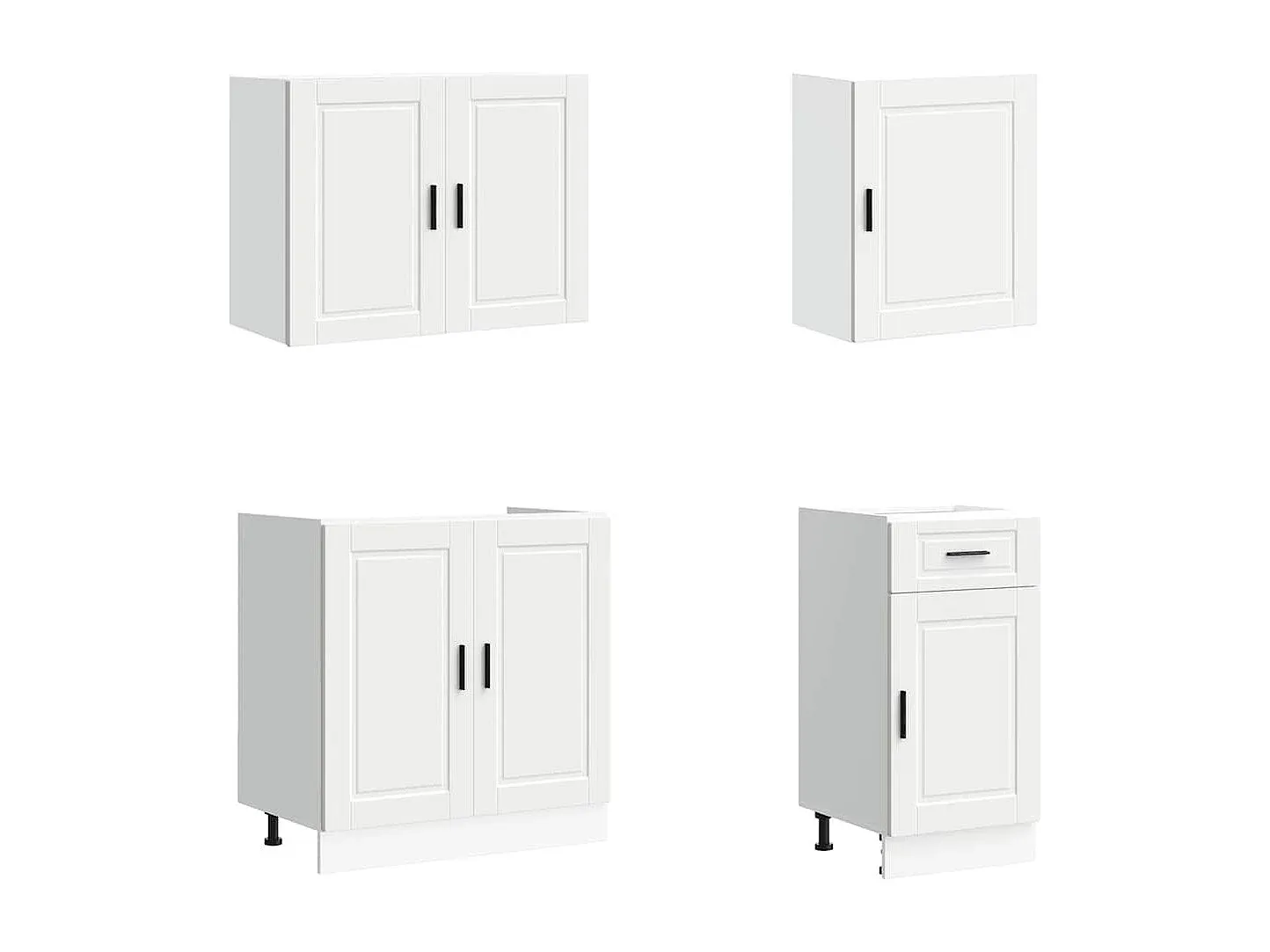 Modulares Küchenschrank-Set, Weiß, Holzoptik