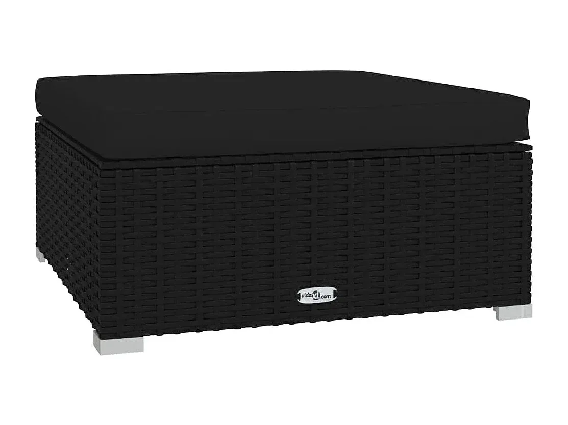 Moderne Garten-Lounge-Set mit Kissen, Poly Rattan, Schwarz