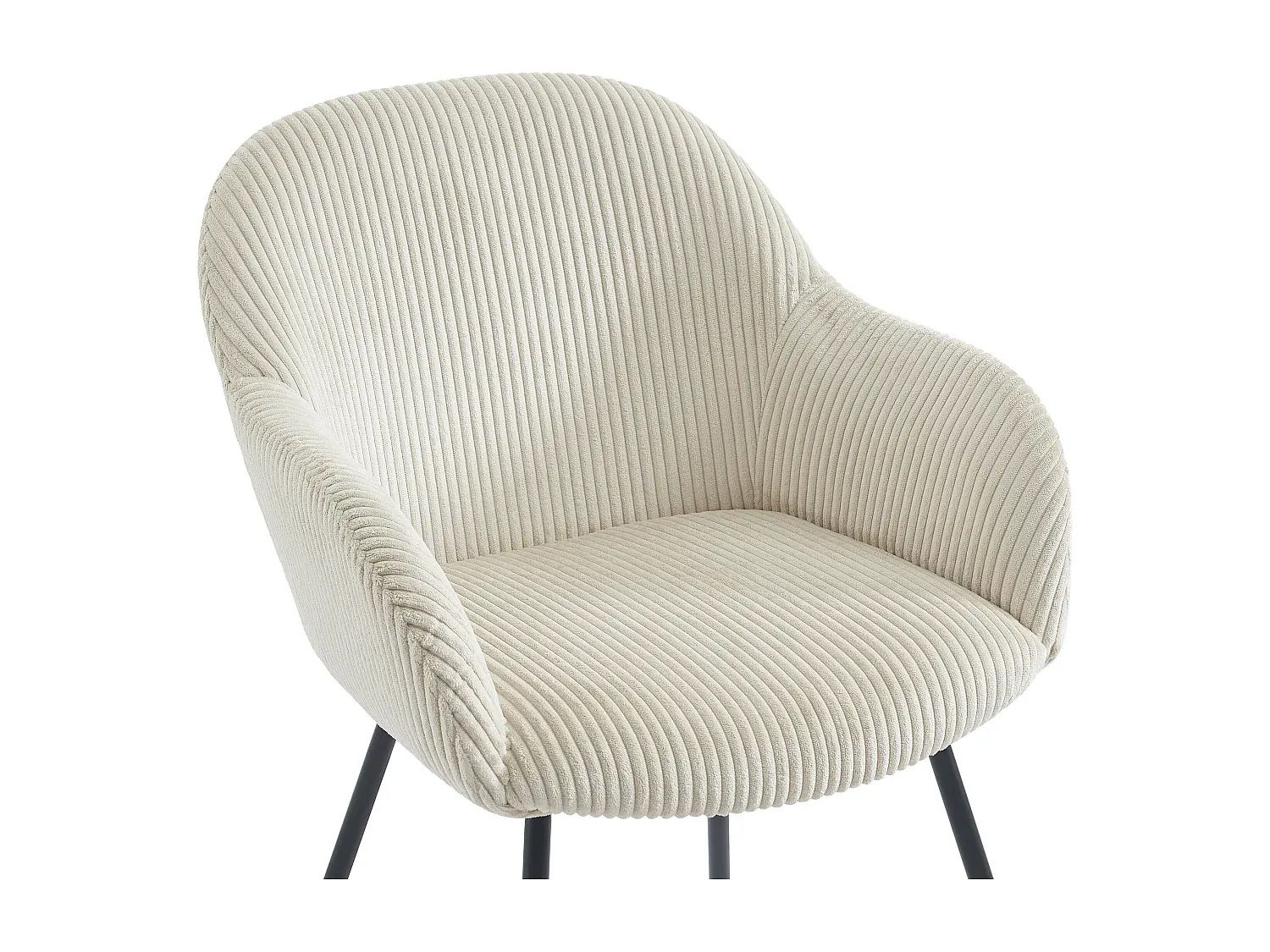 6er-Set Esszimmerstühle mit Armlehnen - Cord & schwarzes Metall - Beige