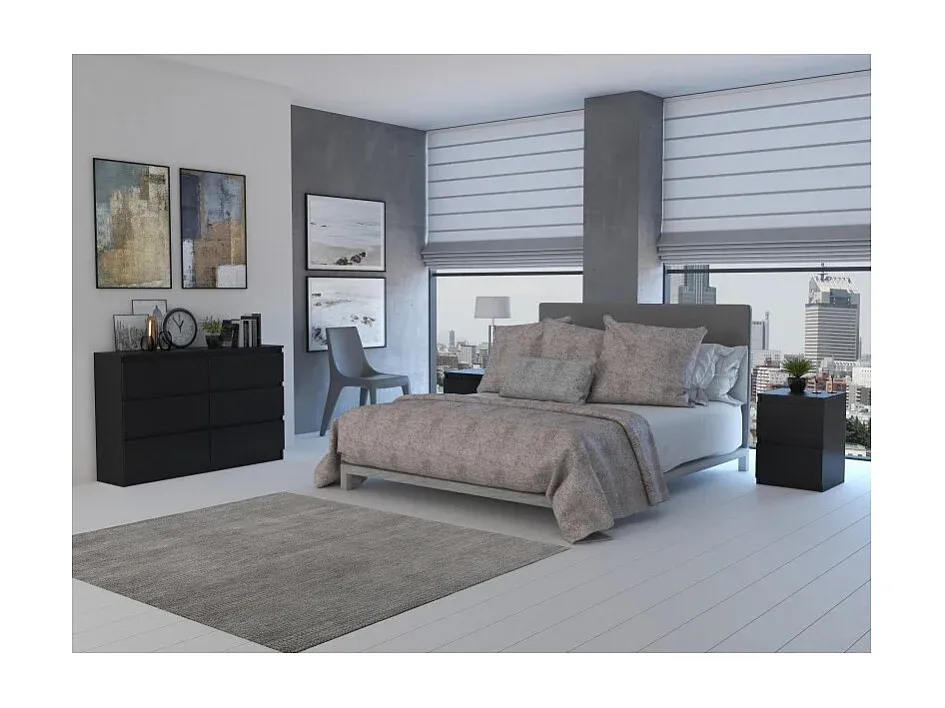 Moderne Kommode mit 6 Schubladen, Schwarz, 120x30x75 cm