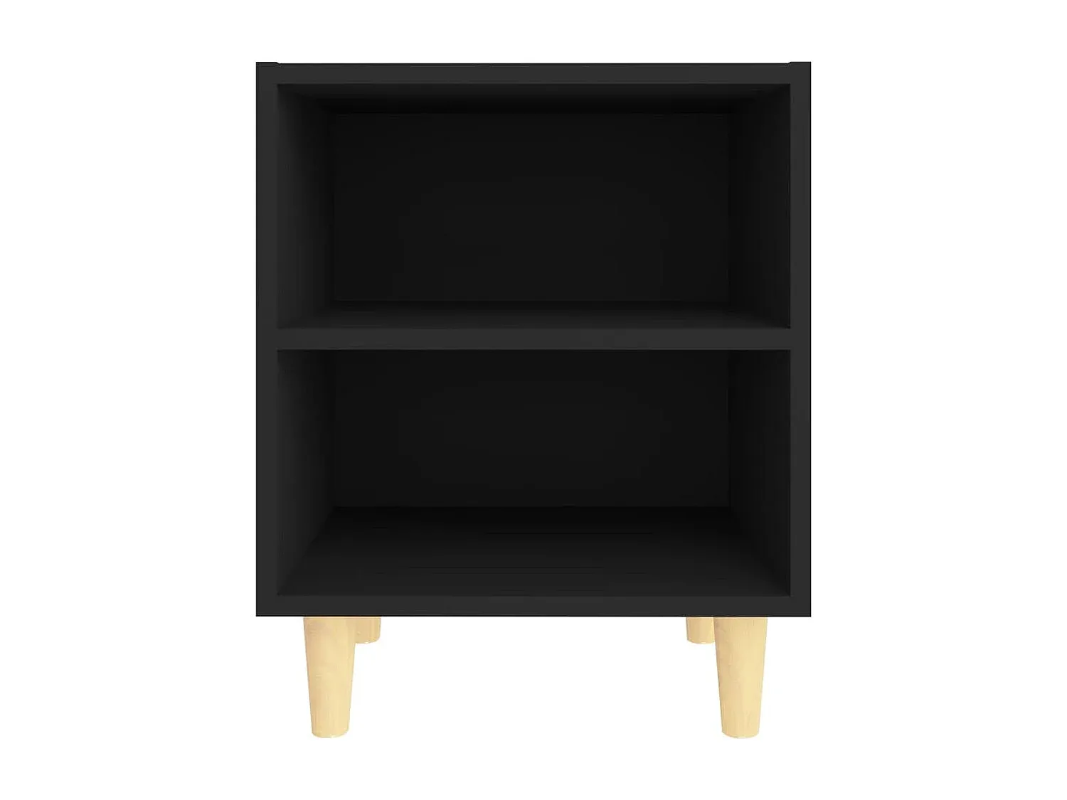 Nachttische Schwarz mit Massivholz-Beinen 40x30x50 cm, 2er-Set