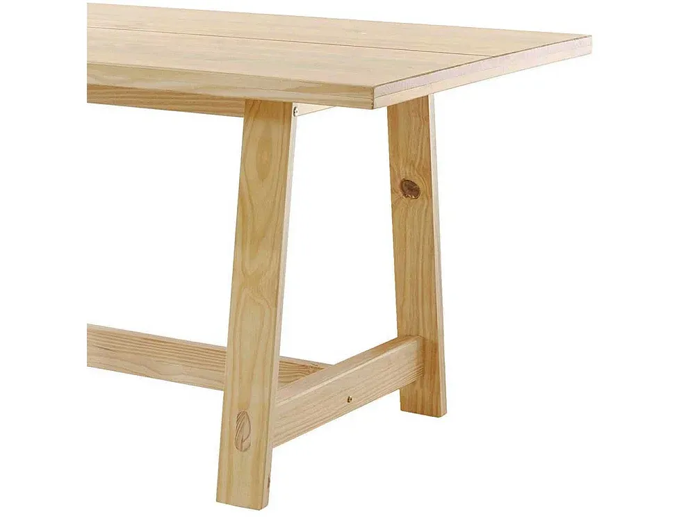 Massivholz-Esstisch aus Kiefer mit Vierfußgestell