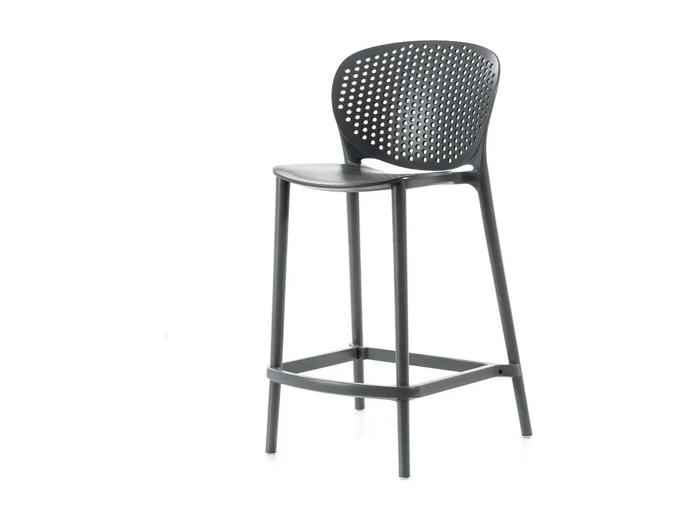 Robuste Kunststoff-Barhocker Dunkelgrau 2er-Set