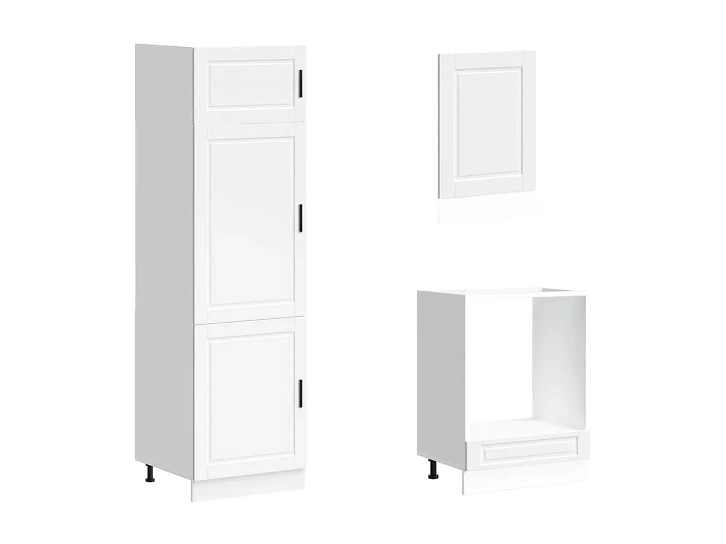 Modulares Küchenschrank-Set, Weiß, Holzoptik