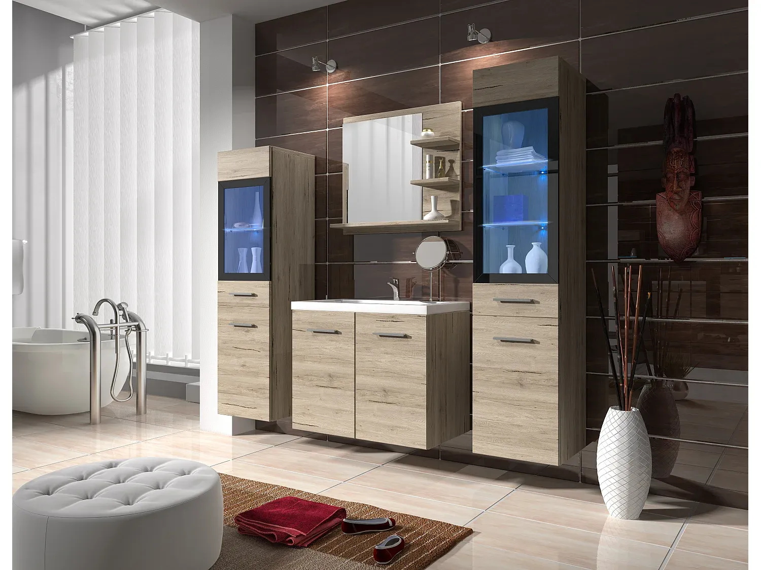 Moderne Badezimmereinrichtung in Eiche San Remo