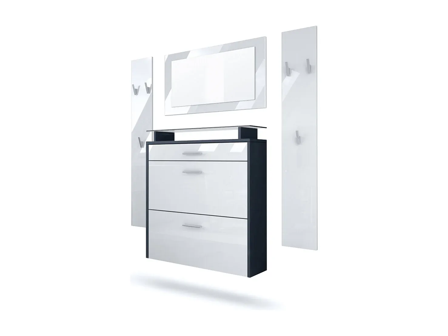 Eleganter Garderobenschrank in Hochglanz Schwarz