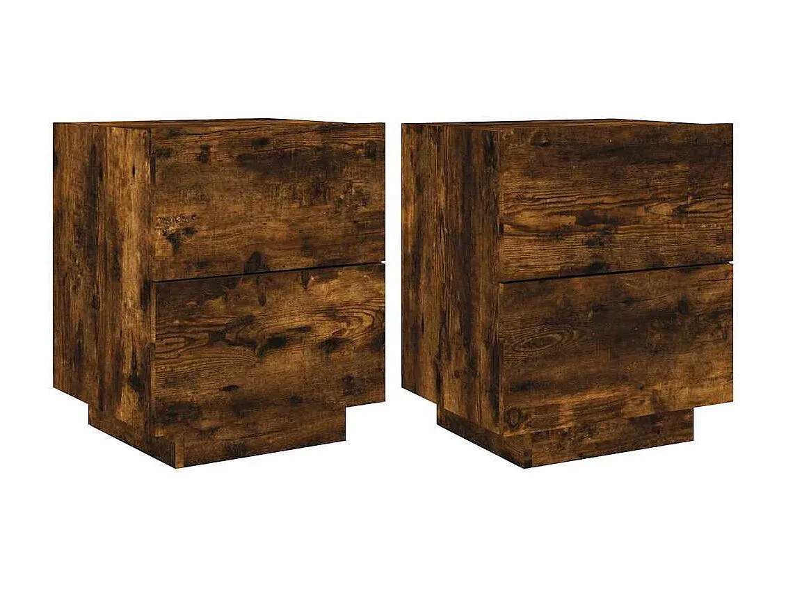 Moderner Nachttisch mit LED-Beleuchtung, 2er Set, Eichenholzoptik