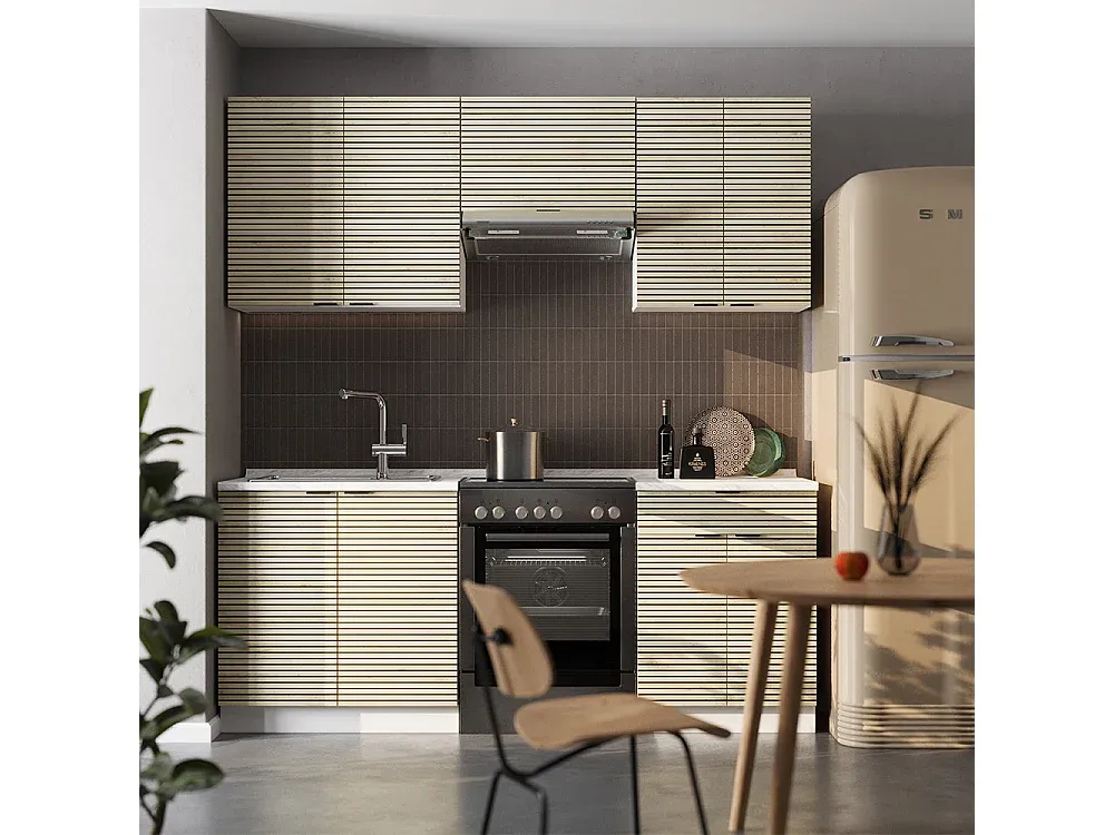 Moderne weiße Küchenzeile Hochglanz 200x60x81.6 cm