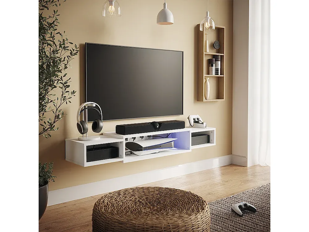 Moderner TV-Schrank in Schwarz und Betonoptik, 140 cm breit