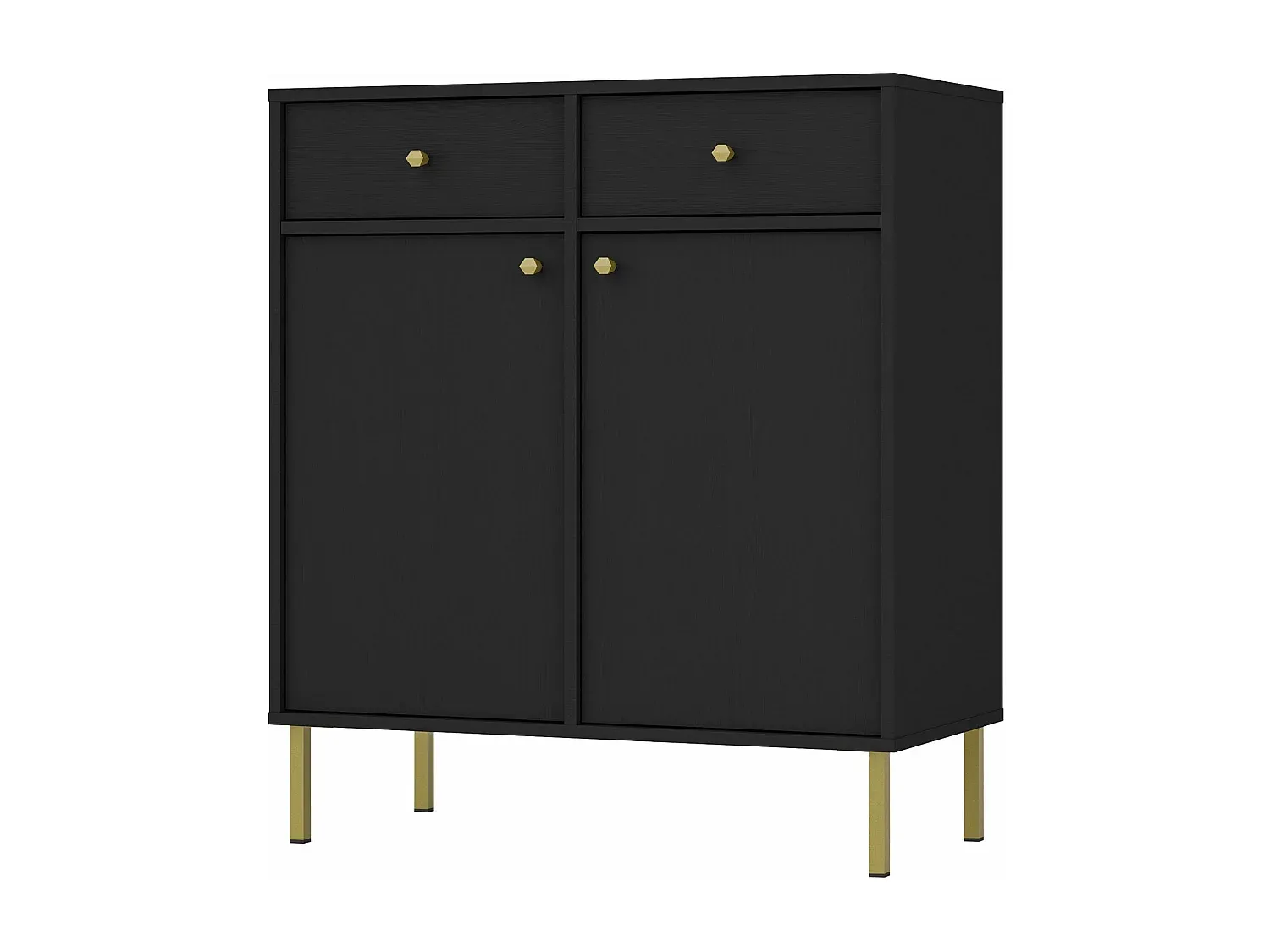 Schwarzes Sideboard mit Schubladen und Türen, 84 cm