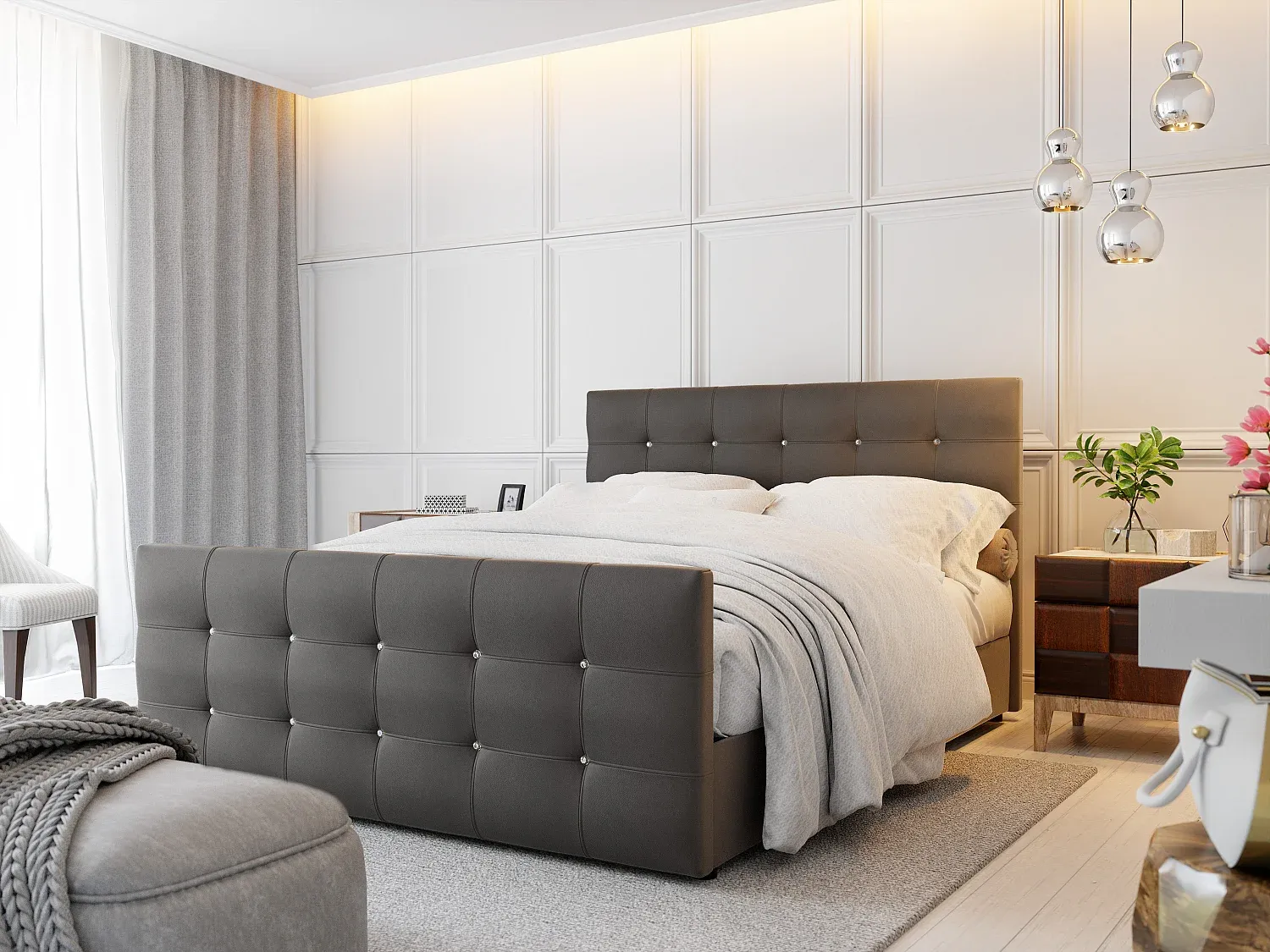 Komfortables Doppelbett mit Stauraum, 180x200 cm